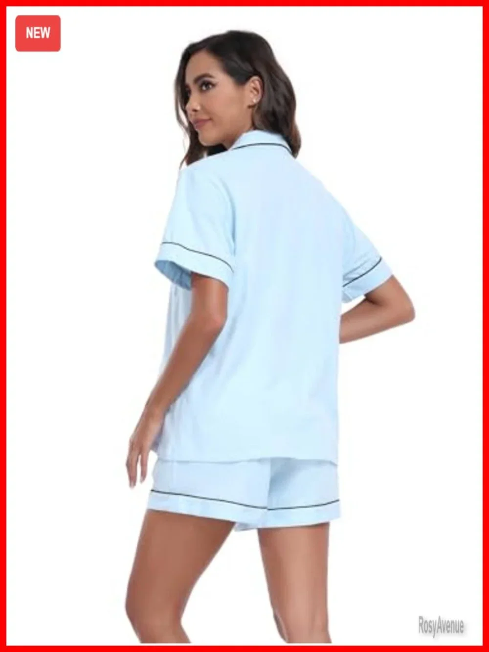 100% Cotton Pajama Set Short Sleeve Button Down Sleepwear Summer Lounge Set 2